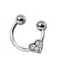 Steel - Ear Stud - Heart - Crystal - moveable Element