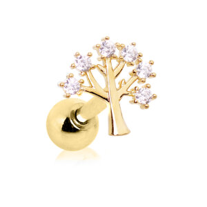 Gold Steel - Barbell - Tragus - Tree