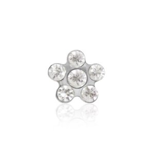 14 Karat Gold - Ohrstecker - Blume - Kristall weiß...