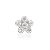 Or 14 carats - Boucles doreilles - Fleur - Cristal blanc rhodié - Studex System 75