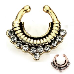 Brass - Fake Septum - filigree Crystals