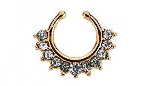 Brass - Fake Septum - Kristalle - spitz Gold