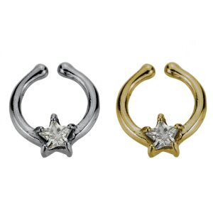 Brass - Fake Septum - Star - Crystal