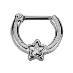 Steel - Septum Clicker - Star - Crystal