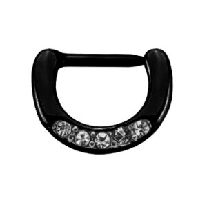 Black Steel - Septum Clicker - kleine Kristalle