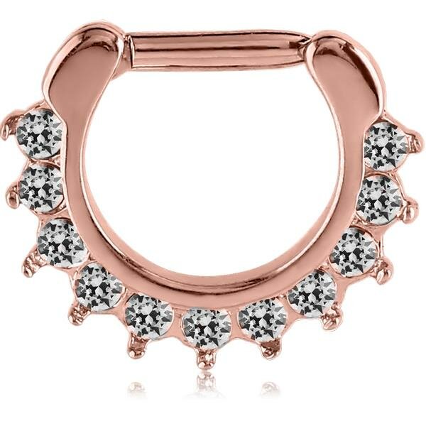 Rosegold Steel - Septum Clicker - Kristalle