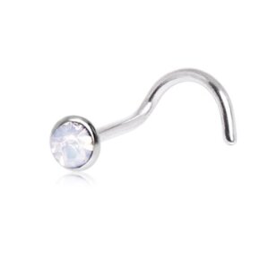 Steel - curved Nose Stud - Opalite White