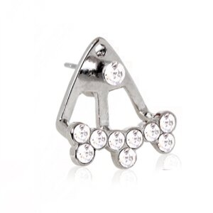 Steel - Ear Stud - Crystal - Triple