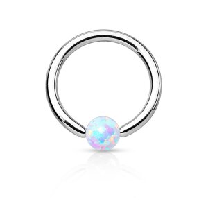 Acier - BCR Bague de serrage - Opale - Blanc
