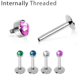 Stahl - Labret - Opal - Innengewinde - Pink