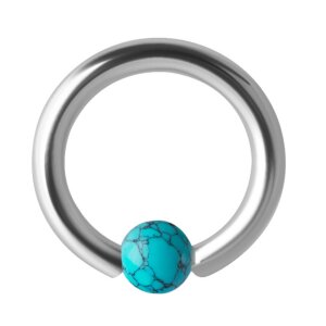 Acier - BCR Anneau de serrage - Pierre turquoise 1,0 mm 8 mm