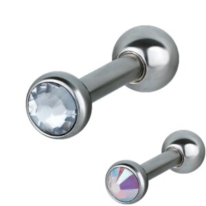 Stahl - Mini Barbell - Kristall 6 mm 2,5 mm RC - Regenbogen
