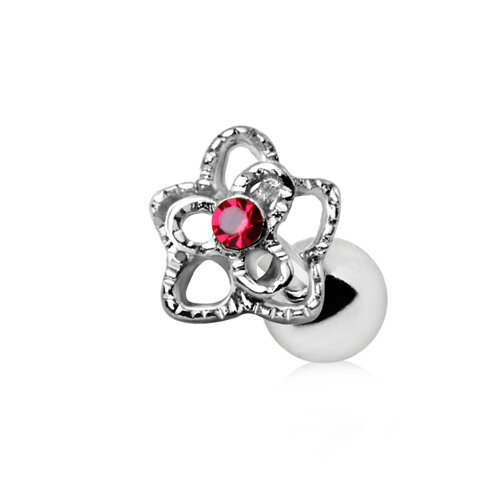 Stahl - Ohrstecker - Blume - Kristall