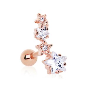 Rosegold Steel - Ear Stud - Shooting Star - Crystal