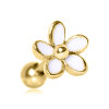 Gold Steel - Ear Stud - Flower - Crystal