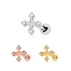 Steel - Ear Stud - Cross - Crystal Rosegold