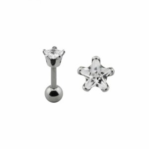 Steel - Barbell - with framed zirconia crystal - Helix -...