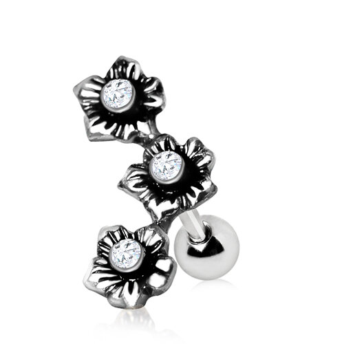Stahl - Ohrstecker - Blume dreifach