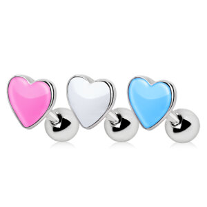 Steel - Ear Stud - Heart