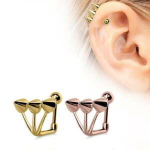 Rosegold Steel - Ear Stud - Trident Spike