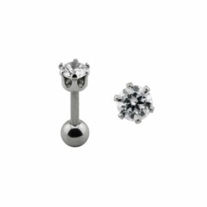 Stahl - Barbell - mit gefasstem Zirkonia - Tragus - Rund