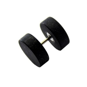 Wood - Fake Plug -  Black - Maple 6+6 mm