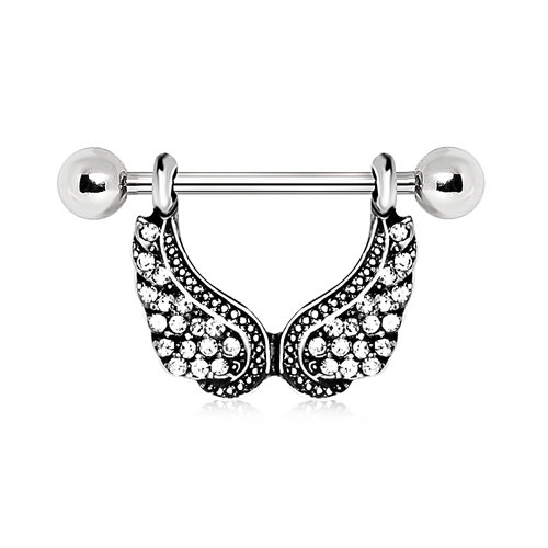 Stahl - Nipple Shield - Flügel - Kristall