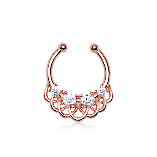Rosegold Steel - Fake Septum - Ornament - Kristall