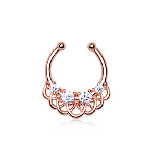 Rosegold Steel - Fake Septum - Ornament - Crystal