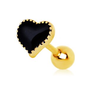 Gold Steel - Ohrstecker - Schwarzes Herz