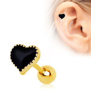 Gold Steel - Ohrstecker - Schwarzes Herz
