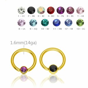 Gold Steel - BCR ball closure ring - crystal - 1,6 mm