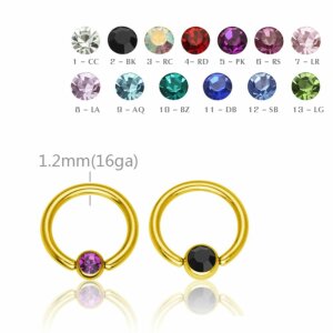 Gold Steel - BCR ball closure ring - crystal - 1,2 mm