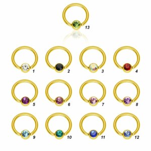 Gold Steel - BCR ball closure ring with Flatball -...