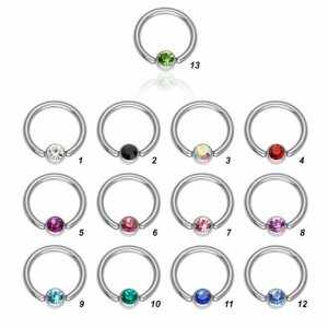 Steel - BCR ball closure ring - crystal - 1,6 mm