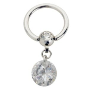 Steel - BCR ball closure ring - crystal - Dangle Element