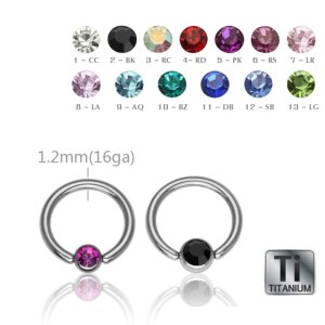 Ti Gloss Titanium - BCR ball closure ring - crystal - 1,2 mm