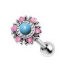 Stahl - Ohrstecker - Blume - Türkis - Tragus