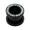 Stahl - Flesh Tunnel - schwarz - mit SWAROVSKI Kristallen - Supernova Concept