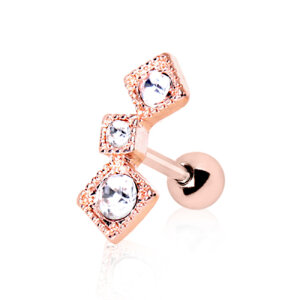 Rosegold Steel - Ohrstecker - Quadrate - Tragus