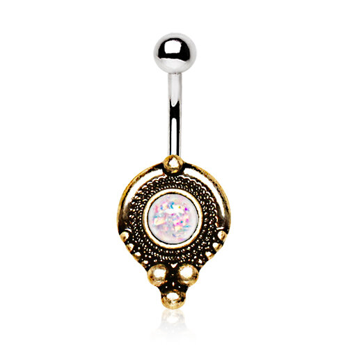 Stahl - Banane - antik Gold - Opal