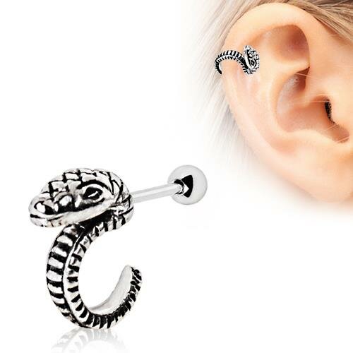 Stahl - Barbell - Schlange - Tragus