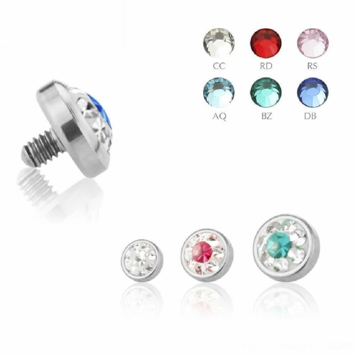 Titan - Dermal Anchor - Kristall - zweifarbig - 1,2 mm
