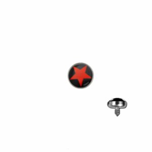 Titanium - Dermal Anchor Flat-Disc - red Star - 1,2 mm