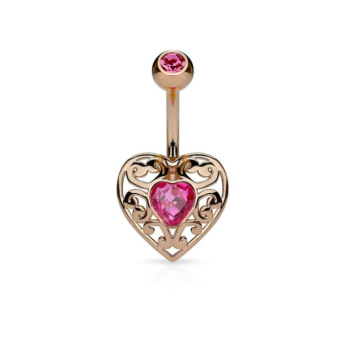 Rosegold Steel - Banane - Herz - filigranes Ornament