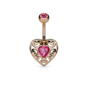 Rosegold Steel - Banana - Heart - Filigree Ornament