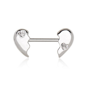 Steel - Nipple Bar - Broken Heart