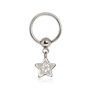 Steel - BCR ball closure ring - Star Pendant