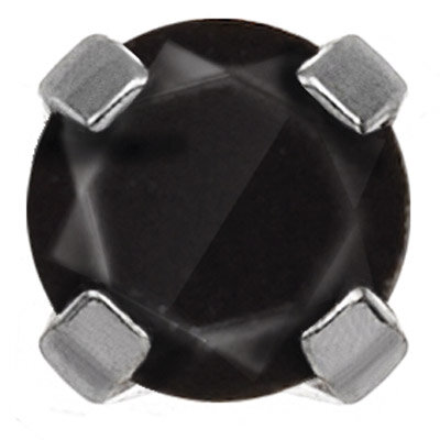 Stahl - Ohrstecker - Kronenfassung - Zirkonia schwarz -...