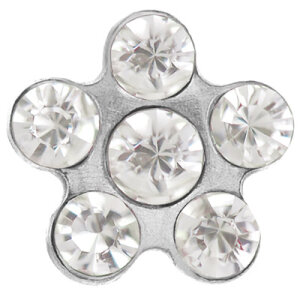 Steel - stud earrings - flower - clear - Studex System 75